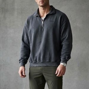 Vanquish Fitness Men's Charcoal Quarter-Zip Pullover Sweatshirt Size Medium